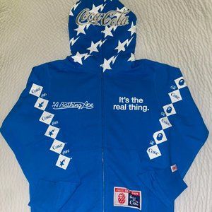 Bape x Coca Cola Full Zip Up hoodie Blue